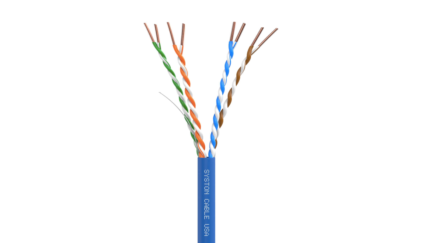 SySPEED Premium Cat 5e Network Ethernet Cable<br/><br/>Unshielded Twisted Pair (UTP) 4 Pair 24 AWG<br/> Riser Rated - CMR, FT4, Sunlight Resistant