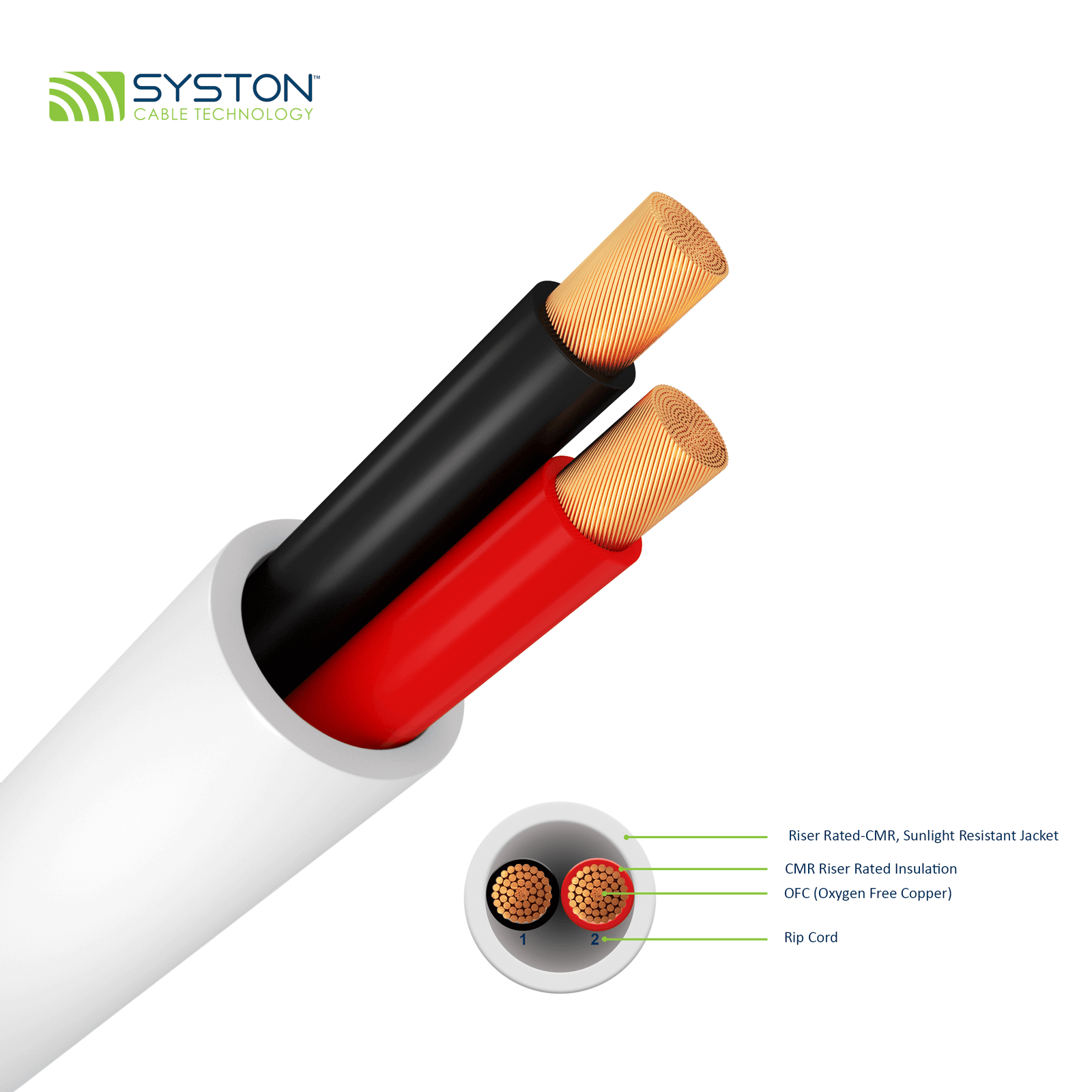 Pure Premium 12/2 OFC Audio Speaker Wire<br/><br/>12 AWG, 2 Conductors, OFC (Oxygen Free Copper)<br/>Riser Rated - CMR, CL3R, FT4, Sunlight Resistant - Image 2
