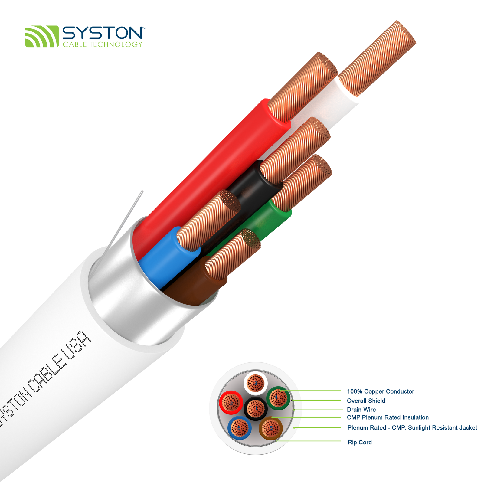 18/6 Stranded Copper Conductor Overall Shielded Security Control Cable Plenum/CMP/CL3P