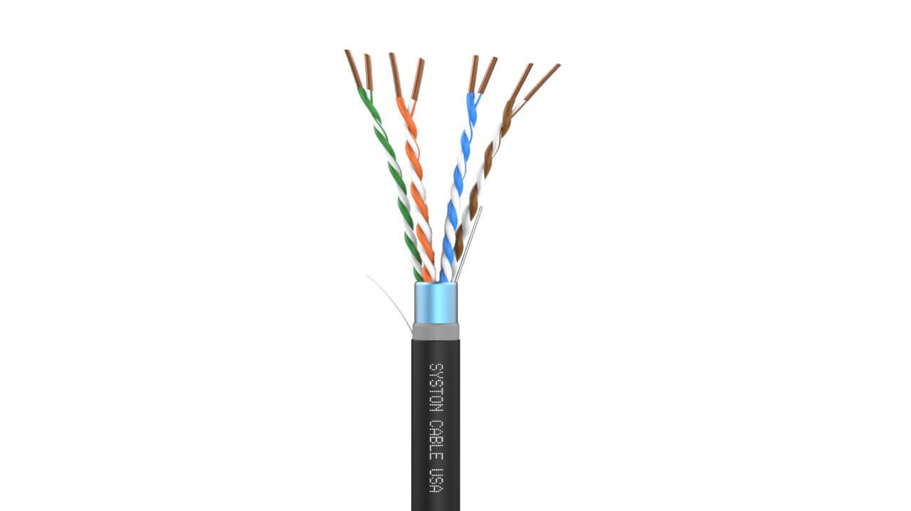 SySPEED Premium Cat 5E Direct Burial Ethernet Traffic Camera Cable<br/><br/>Overall Shielded Twisted Pair (FTP) 4 Pair 24 AWG<br/><br/>Outside Plant (OSP) - Rated Cable<br/>Sunlight Resistant Suitable for Direct-Burial Applications